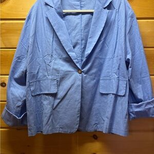 Light Blue Single-Button Relaxed Blazer